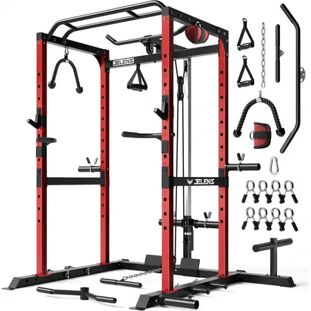 Multi-Function Power Rack with Adjustable Cable Crossover System